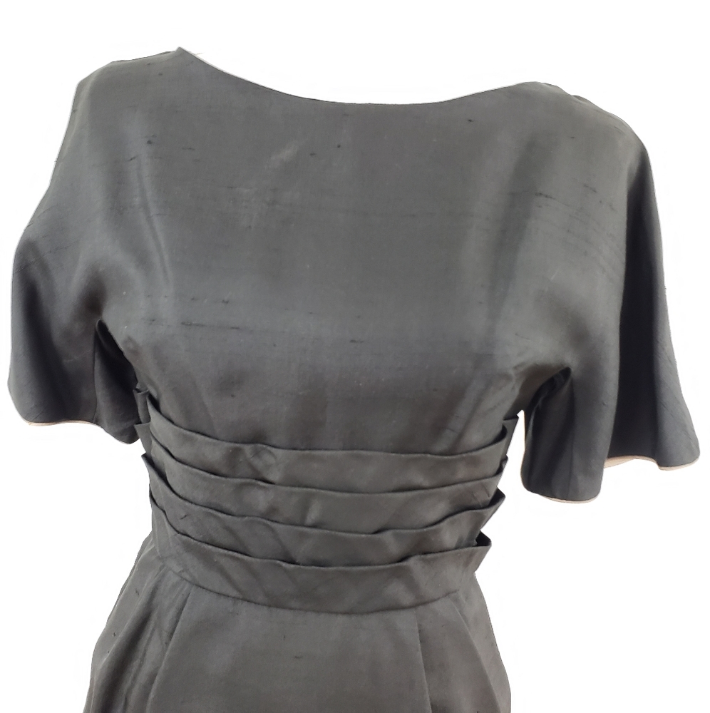 VTG Miss Elliette Black Silk Shantung Wiggle Dress - Picture 5 of 9